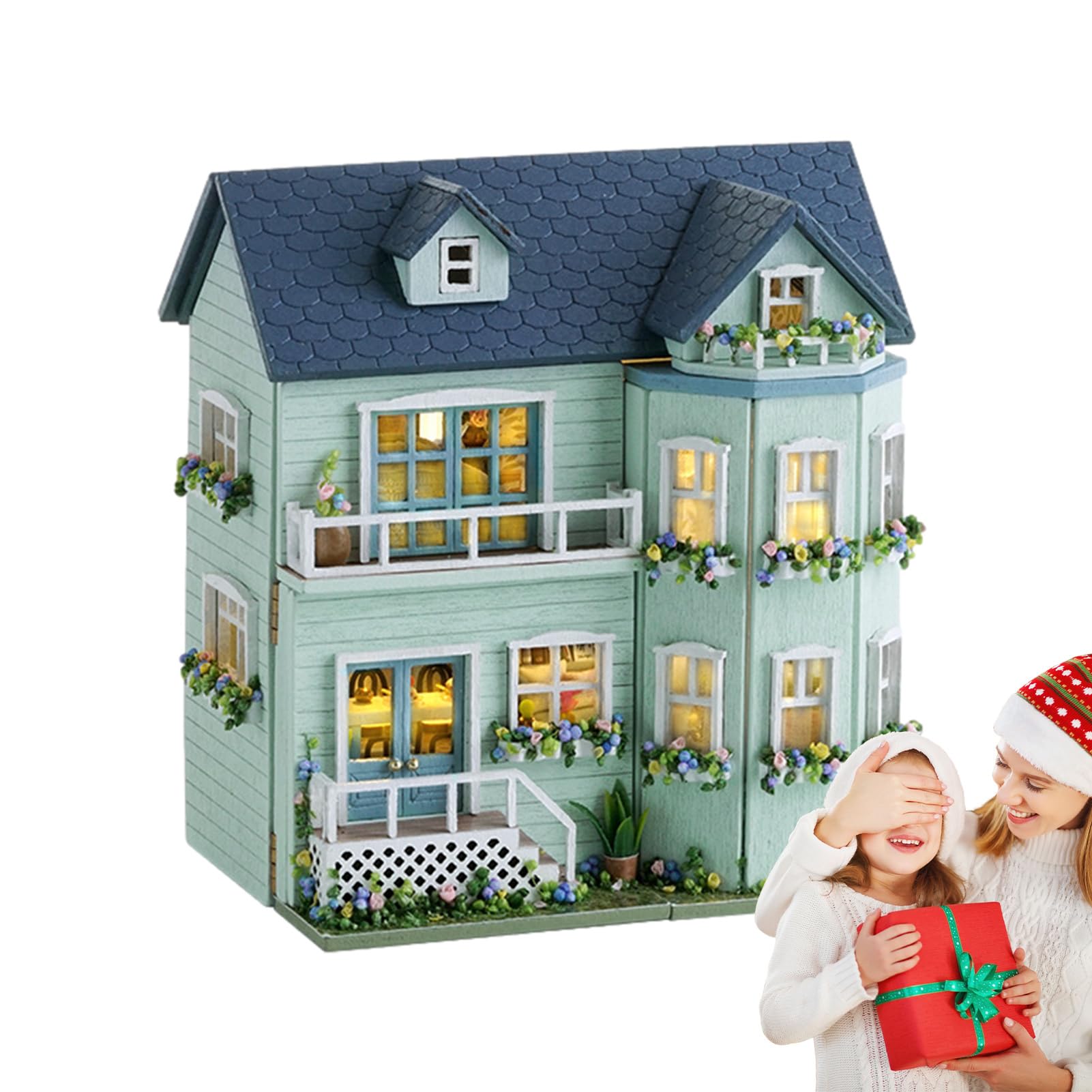 Amazon | ミニドールハウス家具セット、ミニ木製ドールハウス、ドール